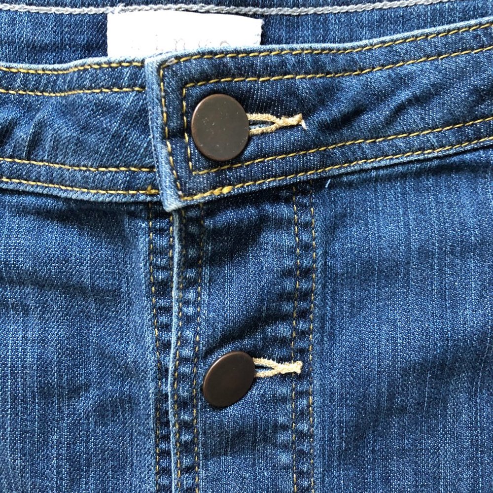 Hinge Button Front Denim Mini Skirt - image 3